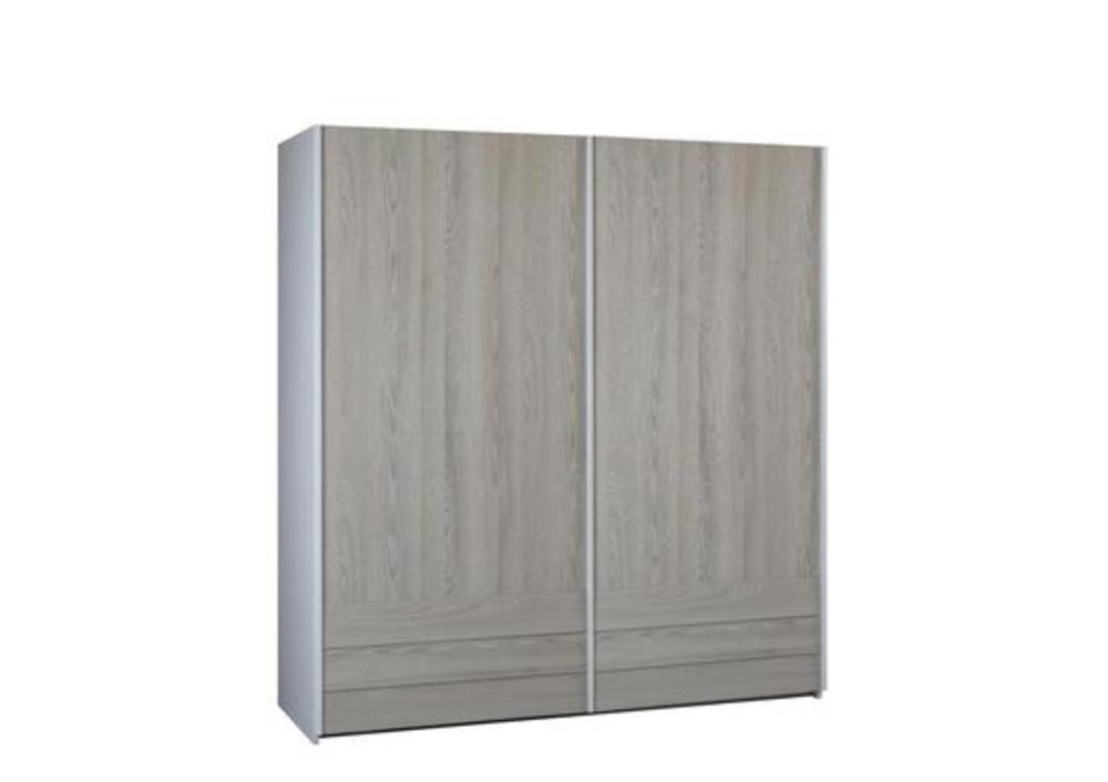 Armoire 2 portes coulissantes moderne en frêne ou orme et laque blanche 2