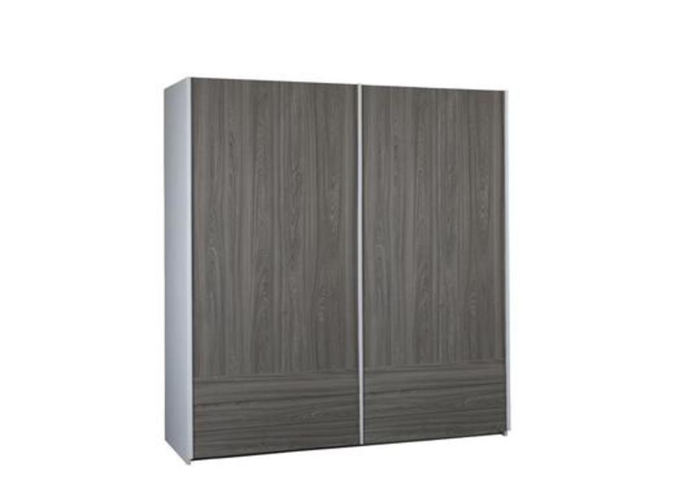 Armoire 2 portes coulissantes moderne en frêne ou orme et laque blanche 3