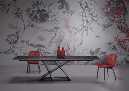 Table en bois avec pieds originaux et allonge