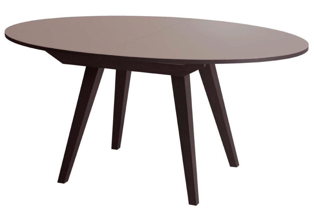 Table ovale style rétro plateau verre pieds bois 2