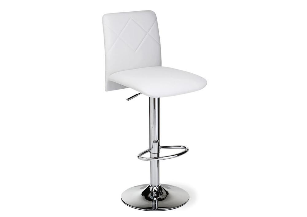 Tabouret réglable en hauteur pvc blanc pied chromé