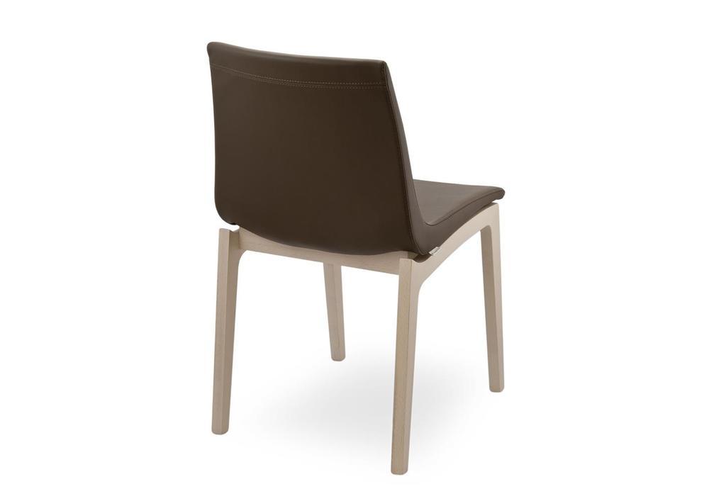 Chaise moderne assise pvc marron et pieds bois 2