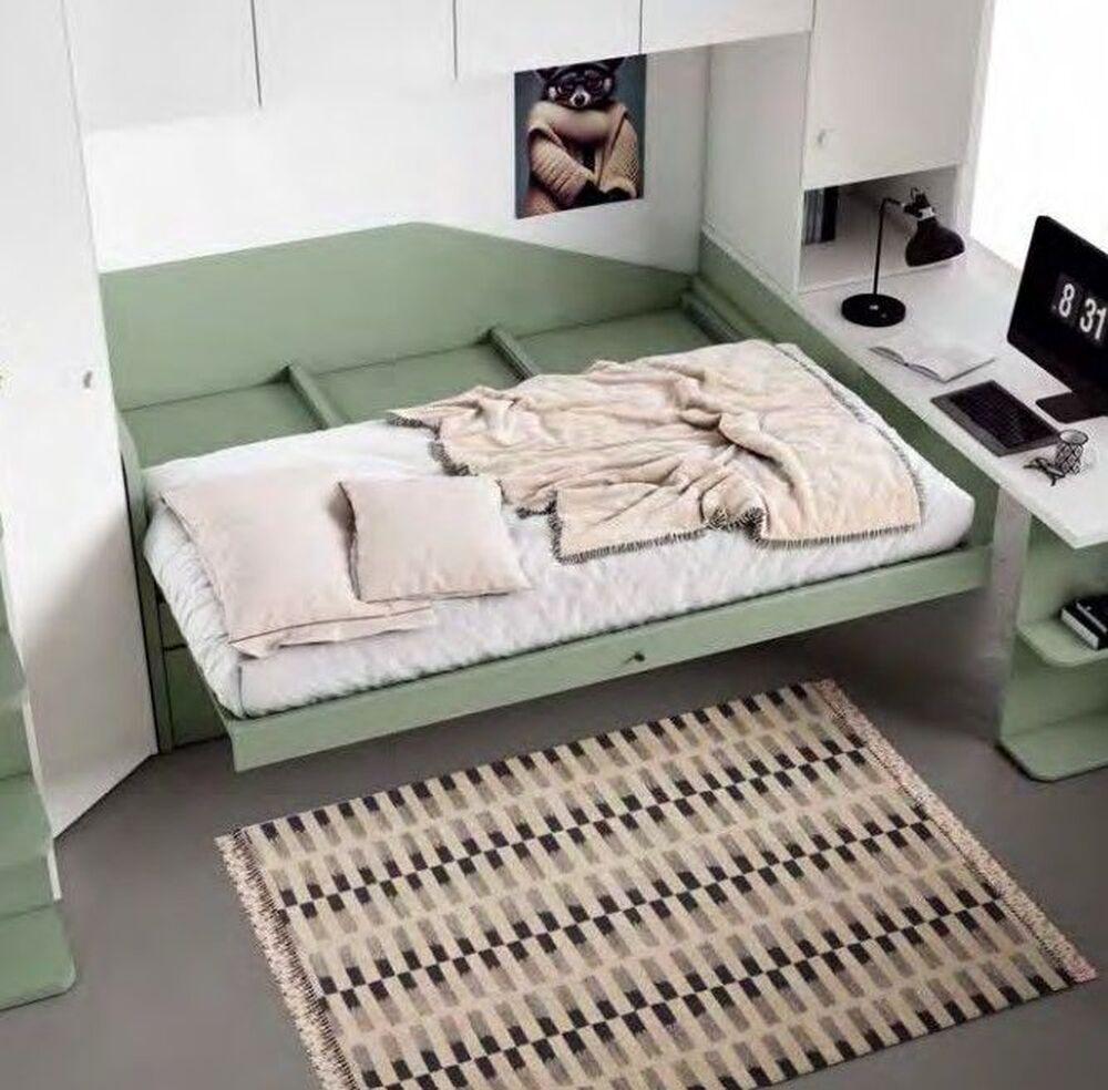 Lit 90 x 190 ou 200 cm avec sommier coulissant et vaste espace de rangement  2