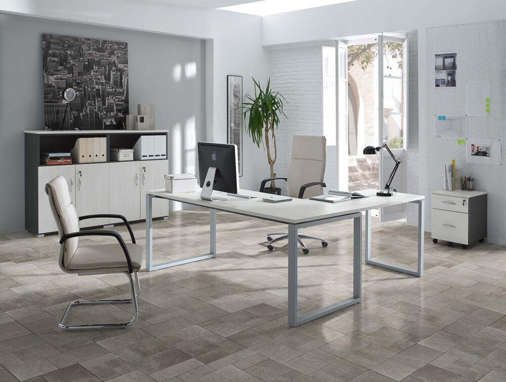 Bureau en L modulable avec pied élégant en U 