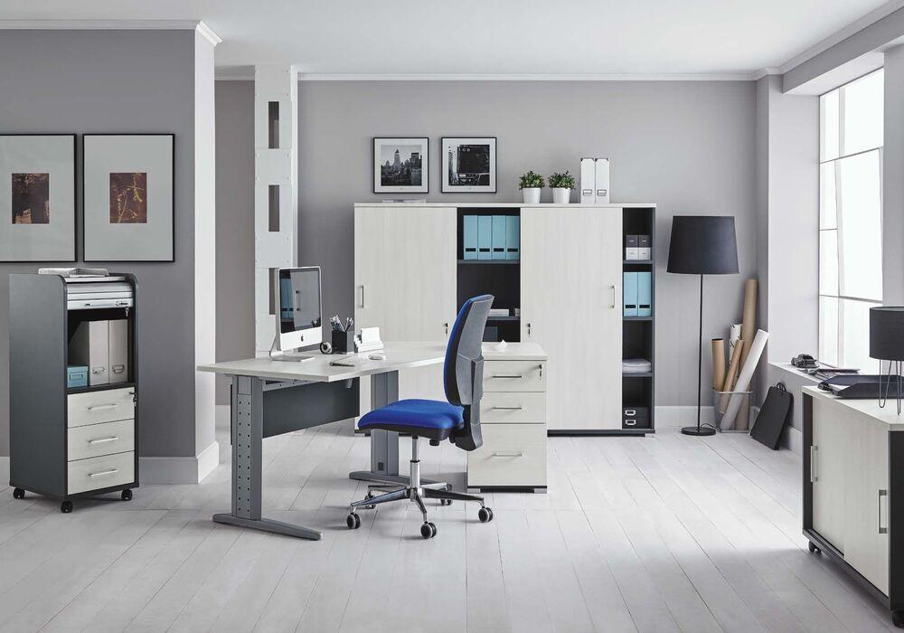 Bureau fonctionnel et modulable avec pieds réglables 