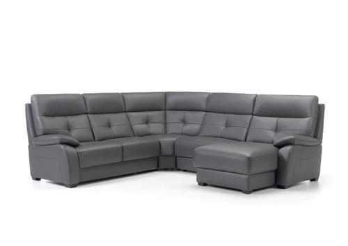 Canapé d'angle contemporain fixe ou relax cuir, tissu ou microfibre