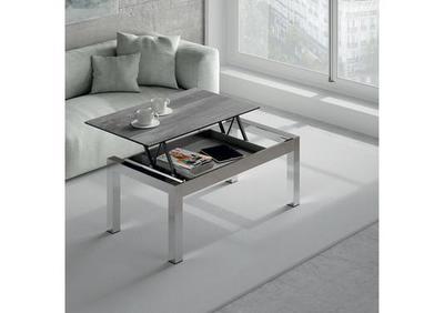Table basse relevable avec pieds en inox