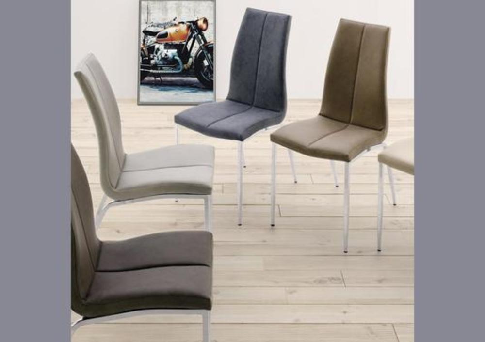 Chaise avec pied chromé et l'assise en tissu 2