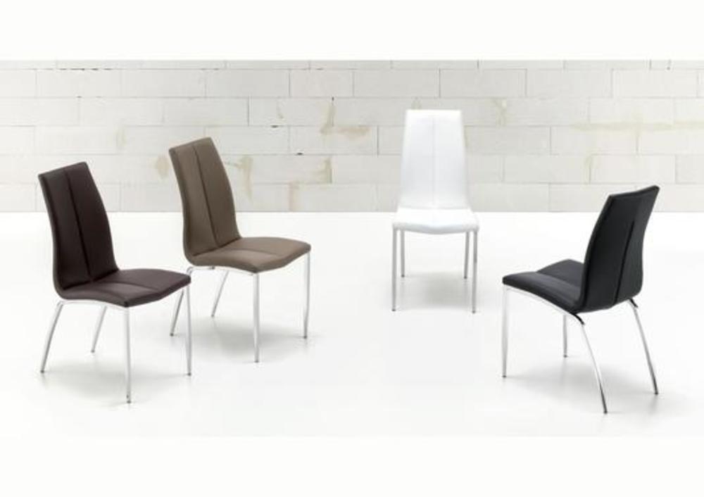 Chaise avec pied chromé et l'assise en tissu 3
