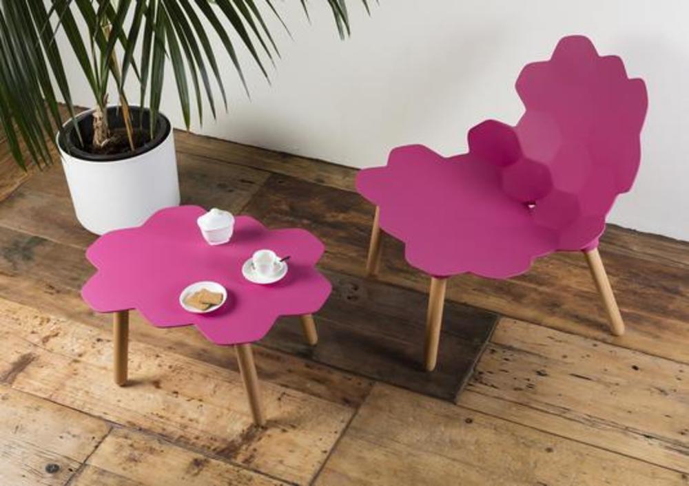 Table basse nuage avec pieds en bois 4