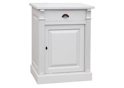 Meuble bas en pin massif blanc 1 porte, 1 tiroir