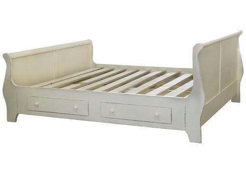 Lit en pin massif beige avec 2 tiroirs de rangements