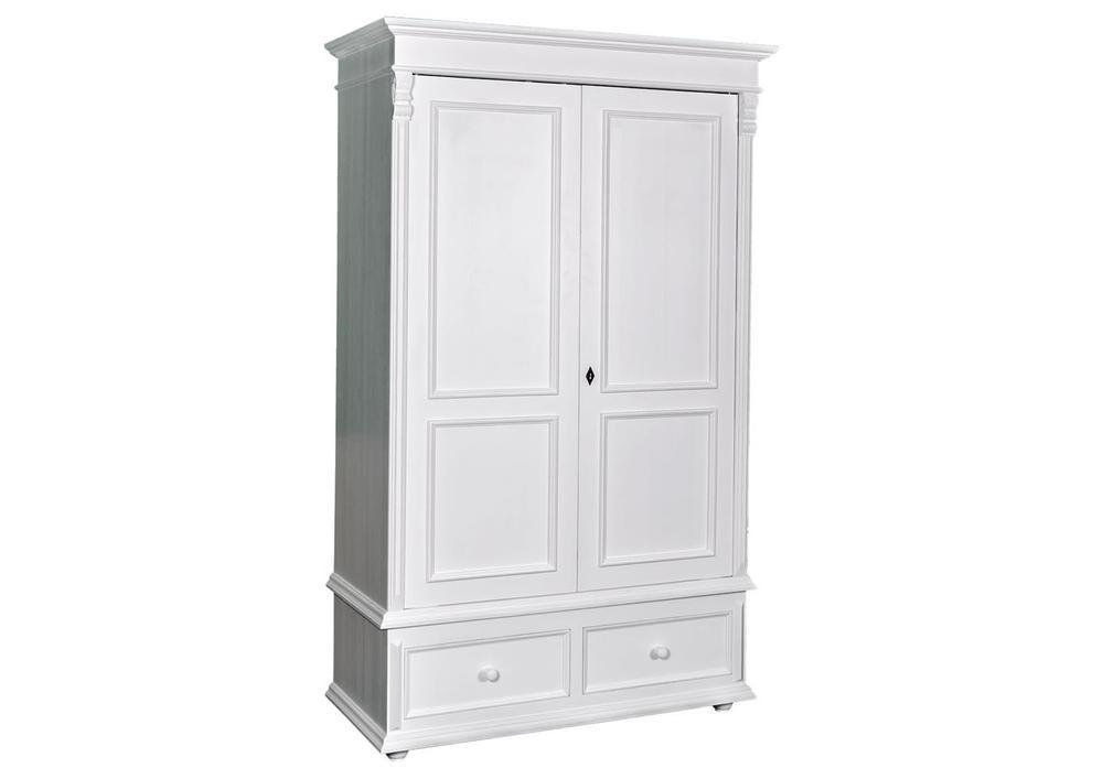 Armoire en pin massif blanc avec penderie