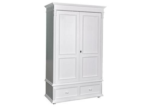 Armoire en pin massif blanc avec penderie