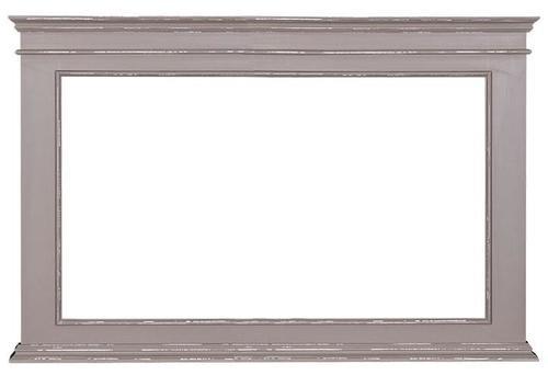 Miroir en pin massif beige patiné avec moulure