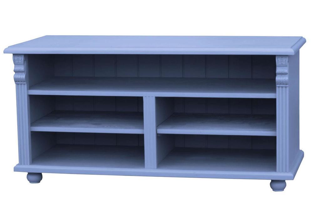 Meuble télé en pin massif gris 2 portes, 1 niche. 2