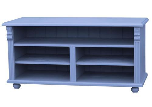 Meuble télé en pin massif bleu avec niche