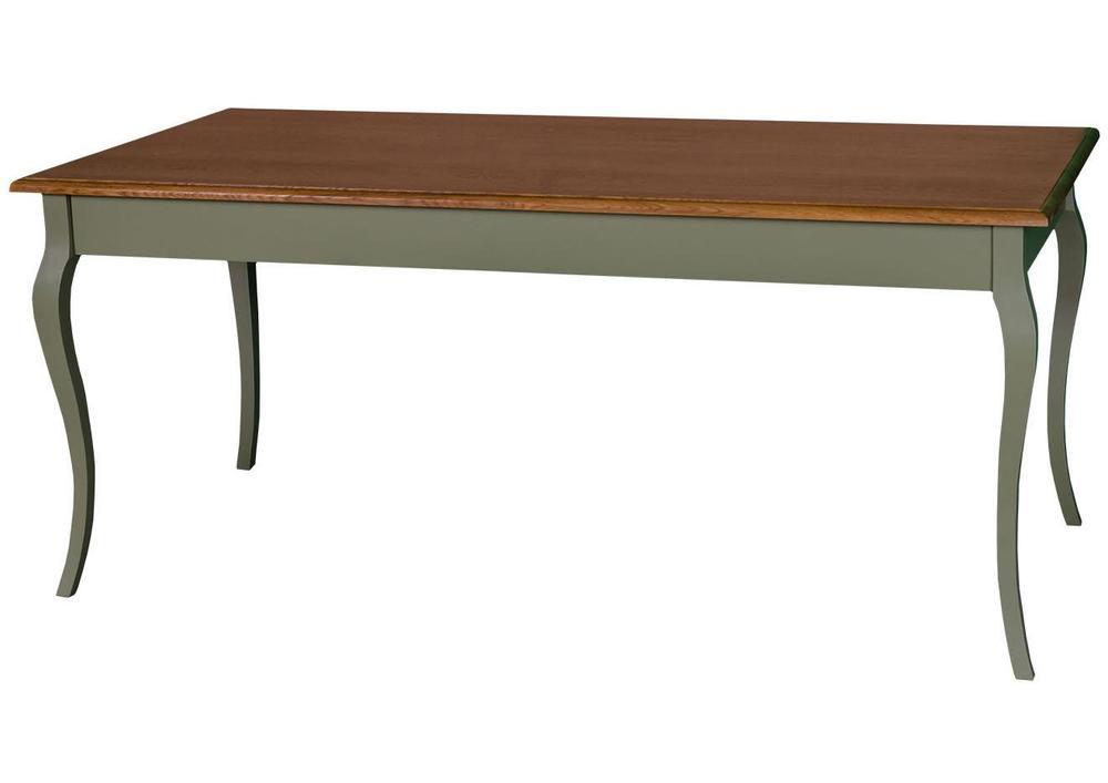 Table en pin massif bicolore pieds courbés