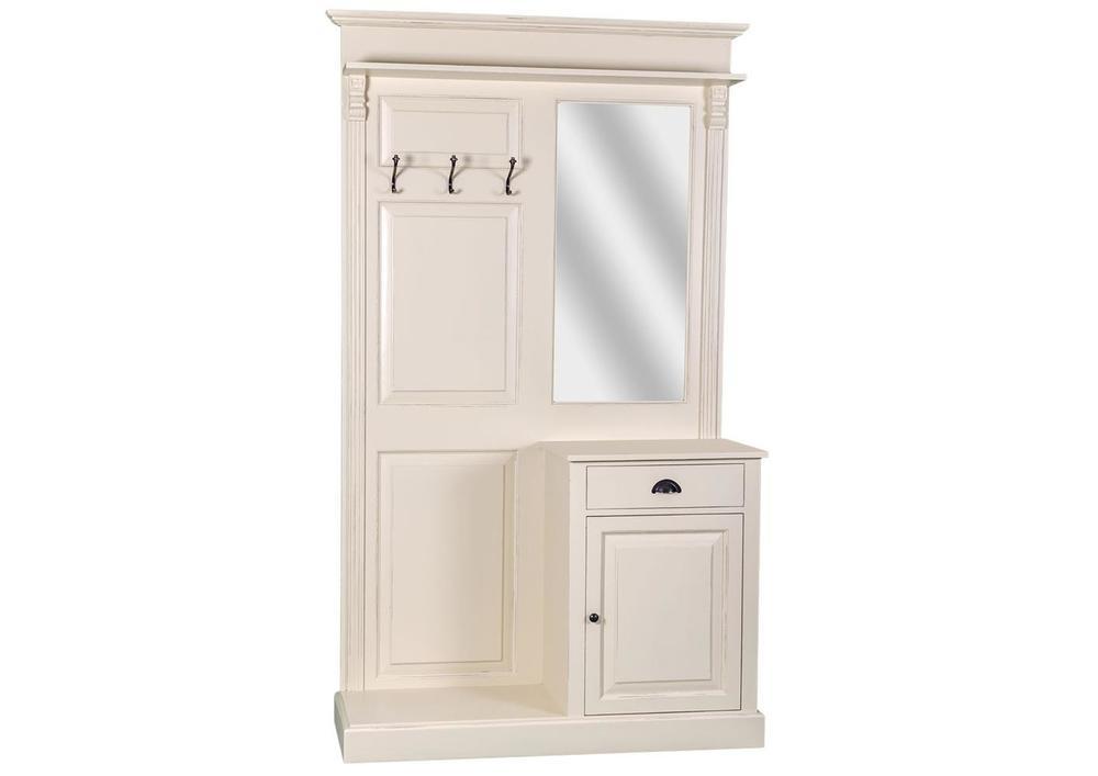 Porte manteau en pin massif avec miroir, tiroir et porte