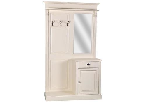 Porte manteau en pin massif avec miroir, tiroir et porte