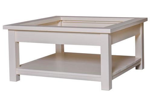 Table de salon en pin massif plateau verre