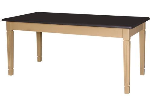 Table en pin massif bicolor beige et noir