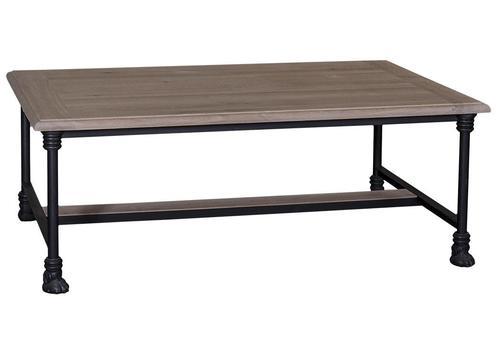 Table de salon en chêne massif et fer style atelier