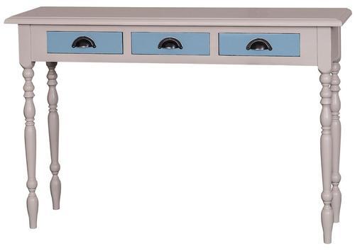 Console en pin massif blanc 3 tiroirs bleu