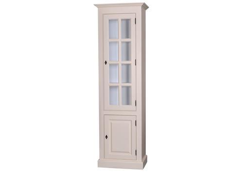 Biblitohèque en pin massif beige 1 porte vitrée