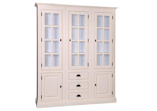 Bibliothèque vitrée en pin massif