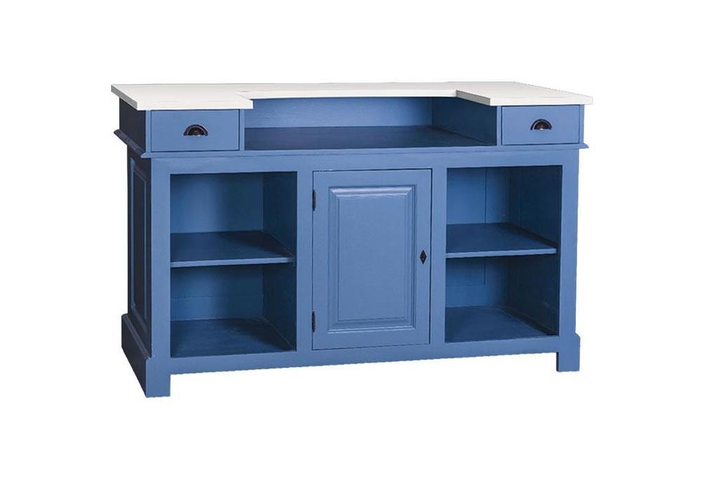 Bar en pin massif bicolore avec porte et tiroir 2