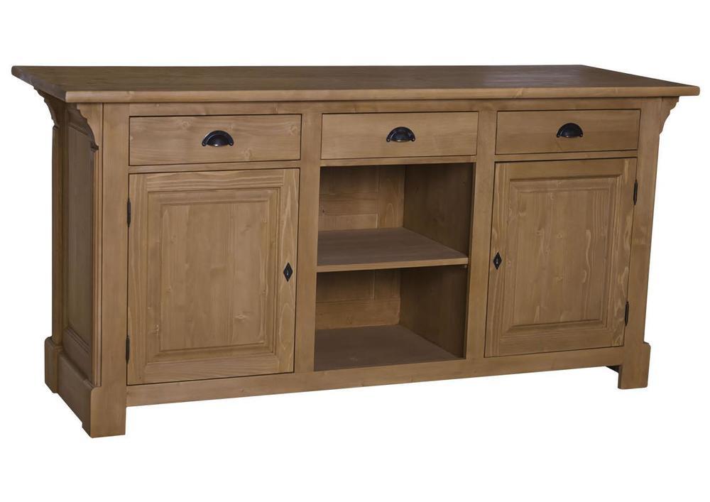 Bar en pin massif avec portes et tiroirs 2