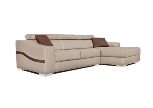 Canapé chaise longue bicolor pvc beige et marron