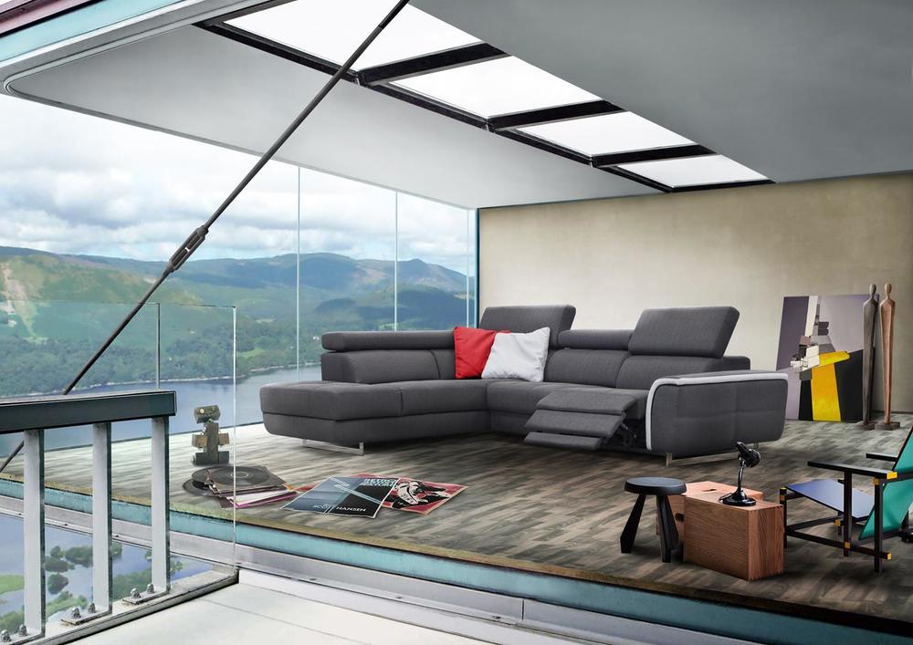 Canapé d'angle relax assises  capitonnées grise 1