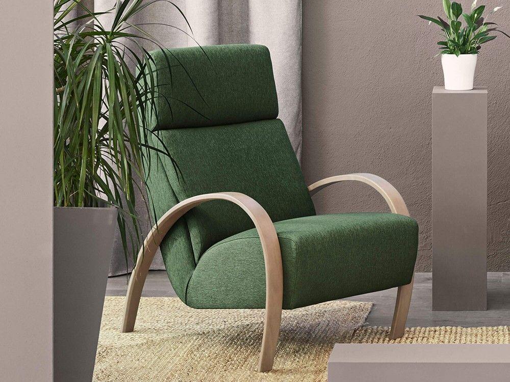 Fauteuil pieds bois courbés style scandinave 2