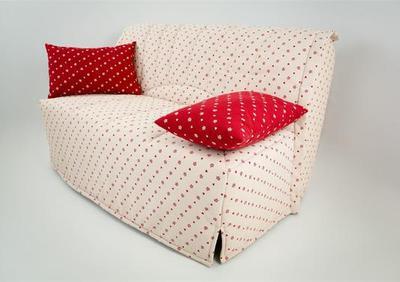 BZ avec housse microfibre beige et rouge