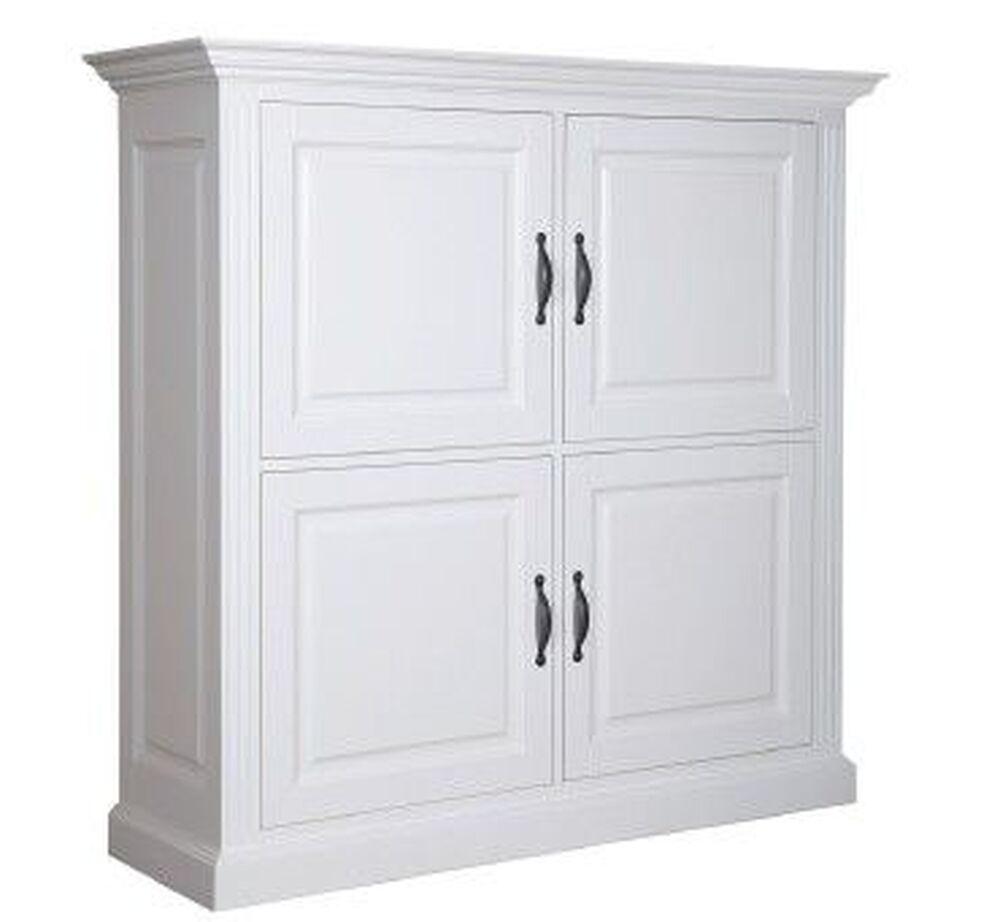 Vitrine basse 4 portes classique chic en pin 2