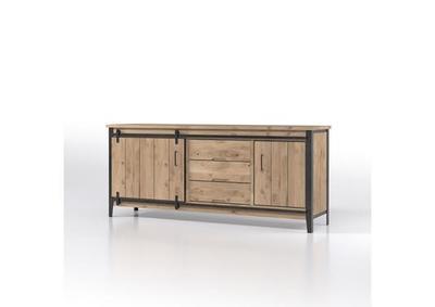 Enfilade bois et métal avec porte coulissante