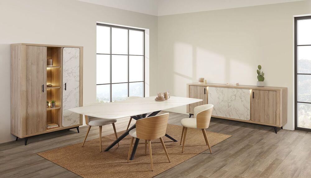 Enfilade 4 portes avec effet marbre blanc