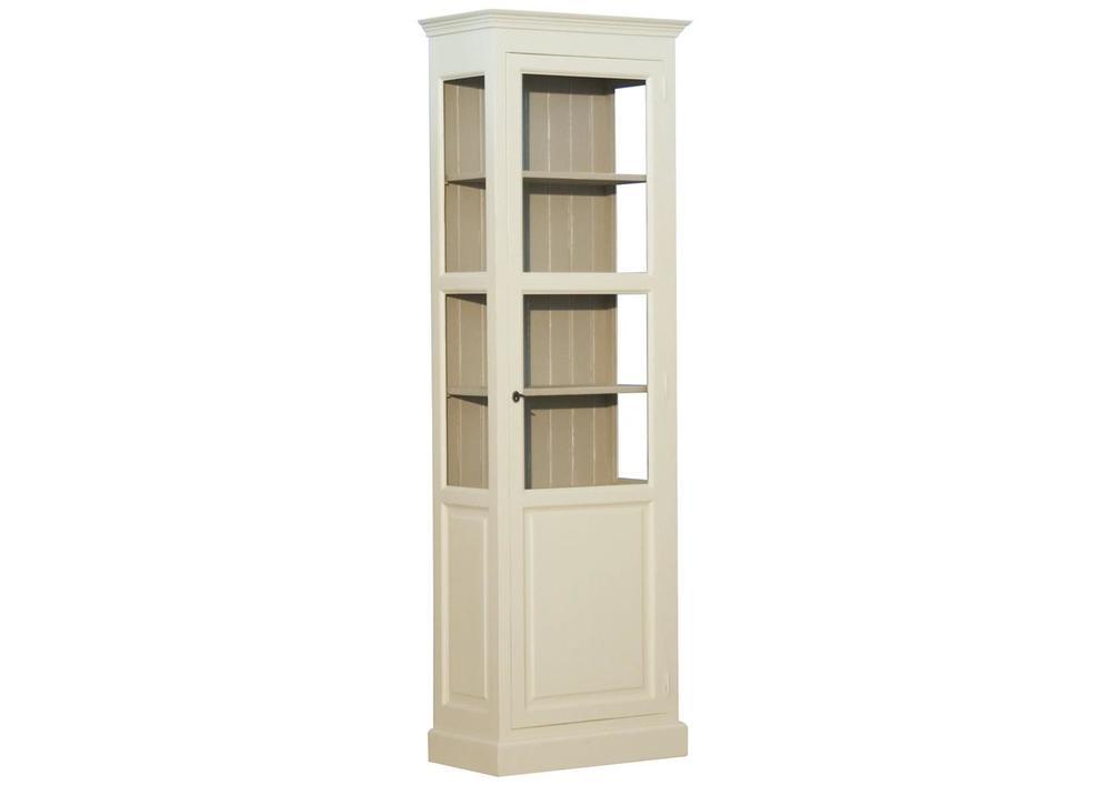 Vitrine 1 porte en pin massif 3 côtés vitrés