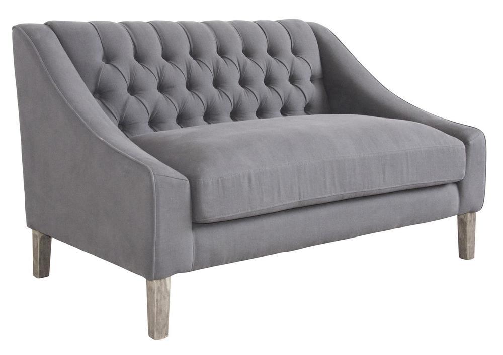 Elégant canapé 2 places en tissu gris avec boutons