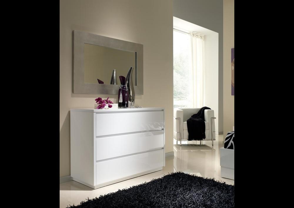 Commode contemporaine 3 tiroirs laquée blanche