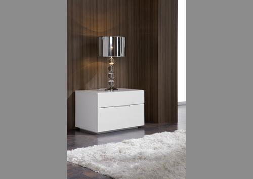 Chevet contemporain 2 tiroirs laqué blanc