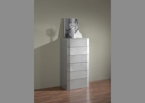 Meuble 6 tiroirs contemporain laqué argent