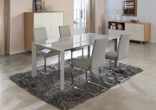 Table contemporaine en verre laquée argent