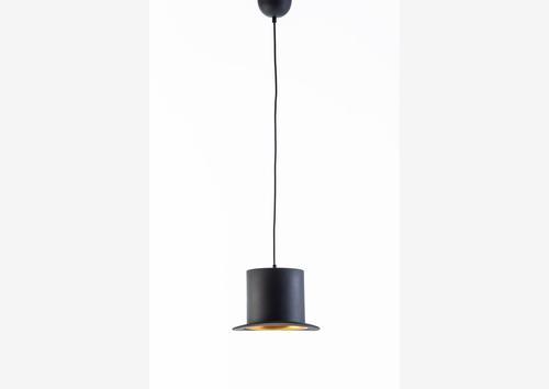 Lustre forme originale chapeau carré noire