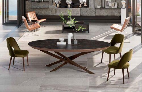 Table ovale design plateau céramique