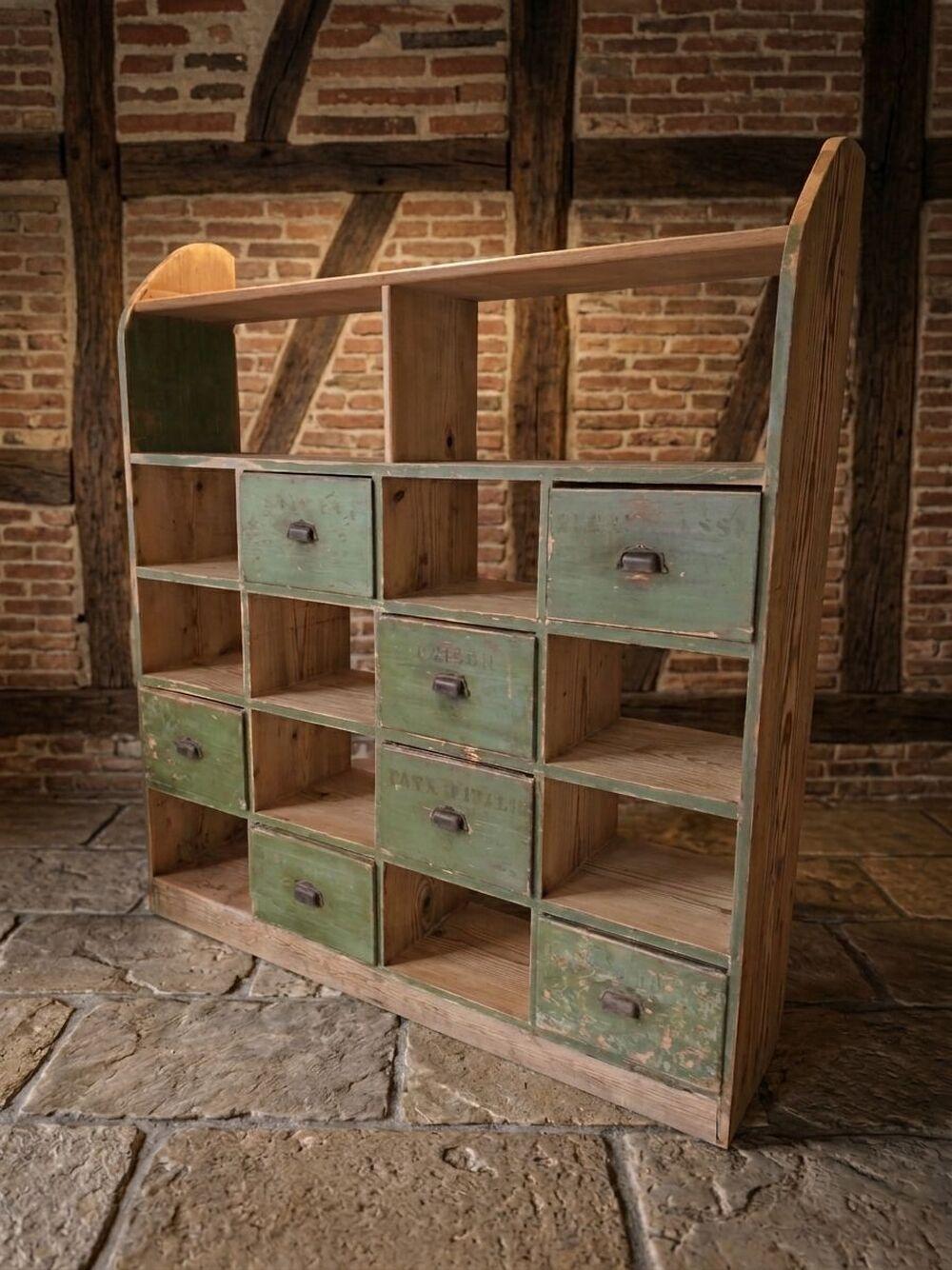 Meuble de métier à casier en bois recyclé