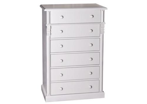 Commode 6 tiroirs en pin massif blanc