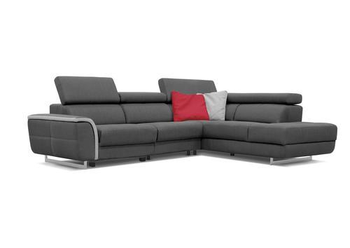Canapé d'angle tisssu gris anthracite pieds chromés